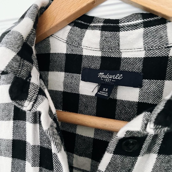 EUC Madewell black and white buffalo check cotton flannel button down - Picture 3 of 4